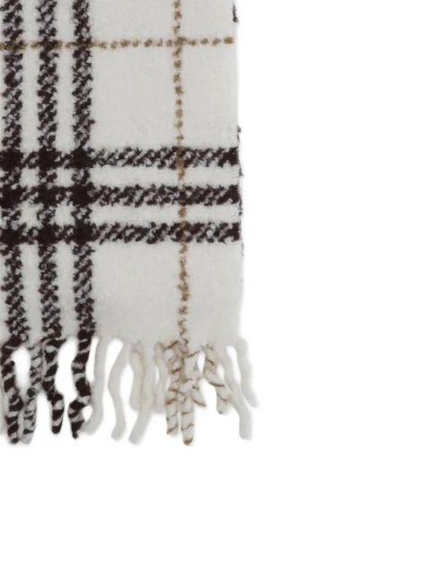 Burberry check fringed scarf - White