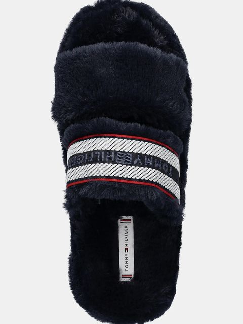 Tommy Hilfiger kapcie HILFIGER FUR SLIPPER kolor granatowy FW0FW08854