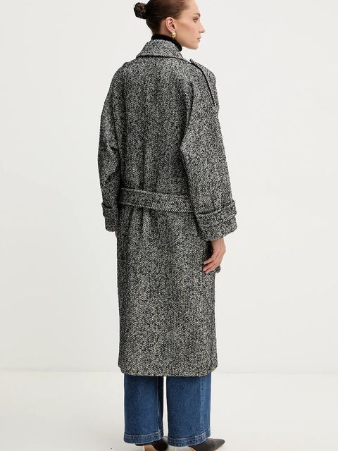 Pinko płaszcz z dodatkiem wełny kolor czarny 105562 A2SE