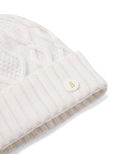 BOGNER Jamila cable-knit logo-patch beanie hat - White