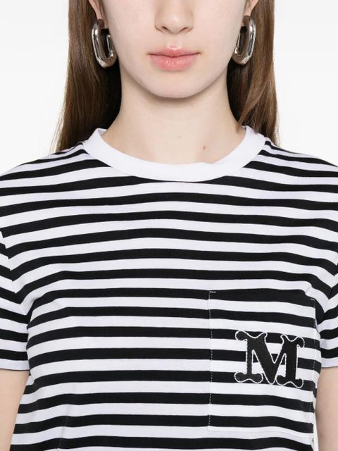 Max Mara striped patch pocket T-shirt - White