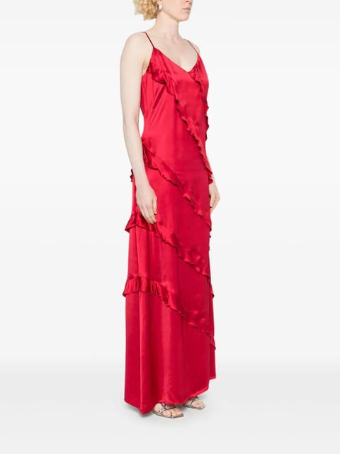 TWINSET ruffled satin maxi dress - Red