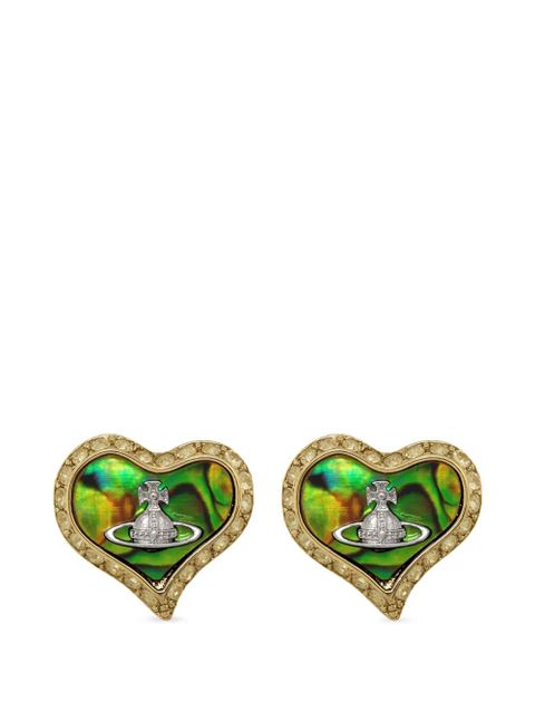 Vivienne Westwood Petra heart crystal-embellished stud earrings - Gold - zdjęcie produktu nr 1