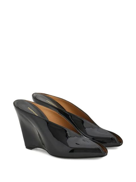 Ferragamo peep-toe wedge pumps - Black