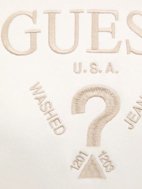 Guess bluza ROBERTA damska kolor beżowy z kapturem z aplikacją V5RQ11 KC3D2