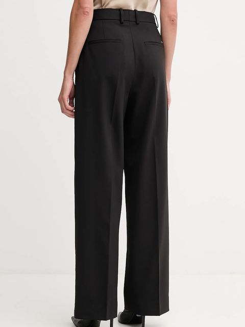 Tommy Hilfiger spodnie wełniane damskie kolor czarny proste high waist WW0WW48362