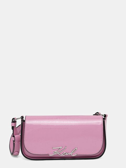 Karl Lagerfeld torebka skórzana K/SIGNATURE kolor różowy A4W30041 - zdjęcie produktu nr 1
