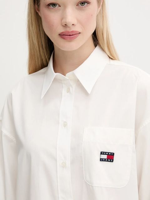 Tommy Jeans sukienka bawełniana kolor biały mini oversize DW0DW21122