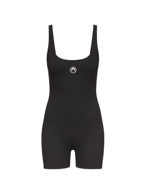Marine Serre moon logo ribbed short catsuit - Black - zdjęcie produktu nr 1