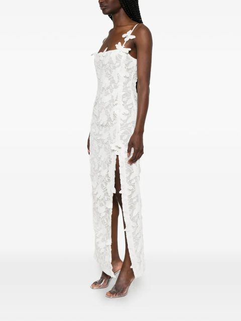 Blumarine butterfly-appliqué lace maxi dress - White