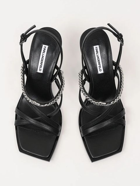 Karl Lagerfeld sandały skórzane KARMEL damskie kolor czarny na szpilce KL33625