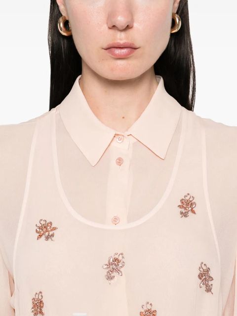 FENDI embroidered georgette shirt - Pink