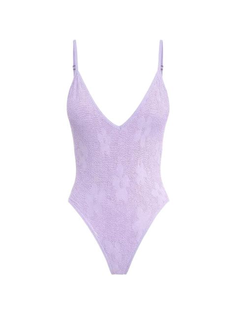 Bond-eye textured-floral swimsuit - Purple - zdjęcie produktu nr 1
