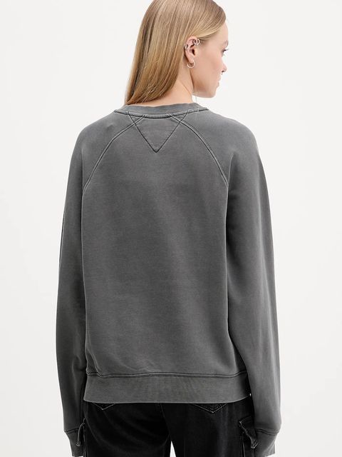 Tommy Jeans bluza bawełniana damska kolor szary z aplikacją DW0DW21959