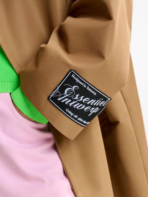 Essentiel Antwerp logo-patch double-breasted coat - Brown