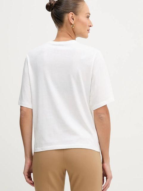 Sisley t-shirt bawełniany damski kolor beżowy 3I1XL107Y