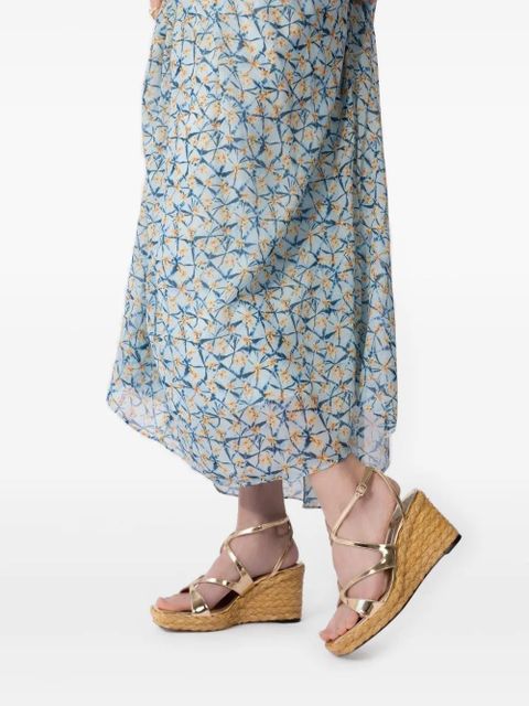 Jimmy Choo 85mm Ayla metallic cross-strap wedge sandals - Gold