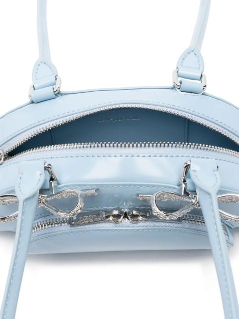 Self-Portrait mini Curved shoulder bag - Blue