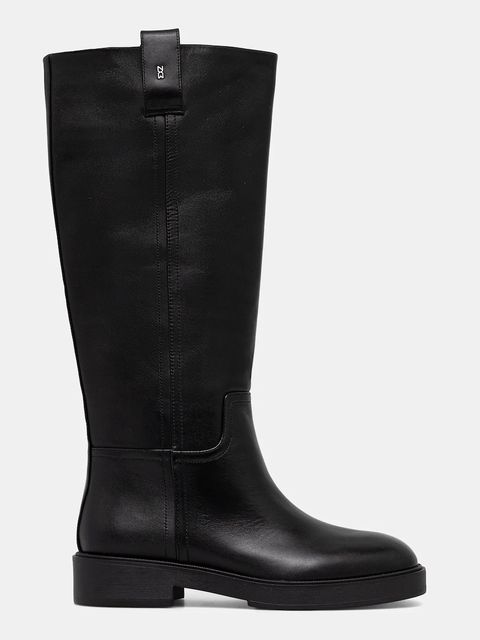 Nokwol kozaki skórzane Jose Black Leather damskie kolor czarny na płaskim obcasie Jose Black Leather