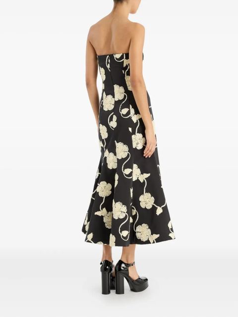 ROTATE BIRGER CHRISTENSEN flower midi dress - Black