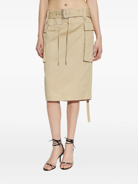 Alexander McQueen belted midi cargo skirt - Neutrals