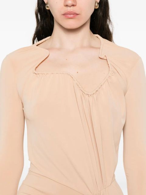 Victoria Beckham gathered-detail maxi dress - Neutrals