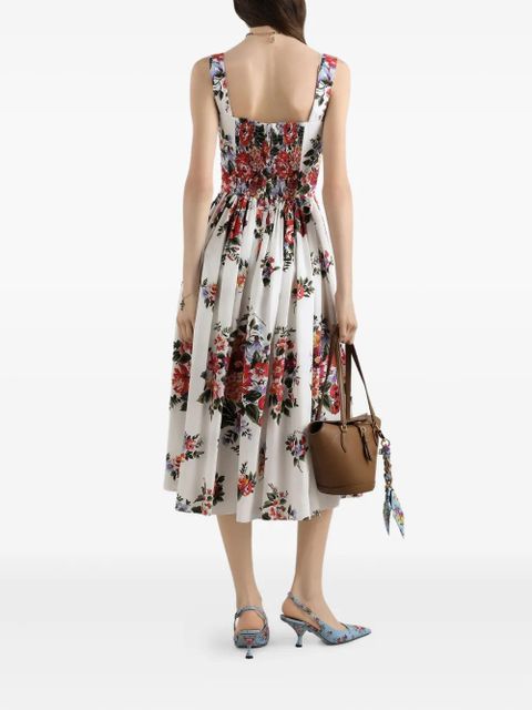 Dolce & Gabbana floral bouquet-print midi dress - White
