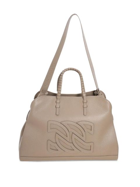 Casadei double C embossed leather tote bag - Brown