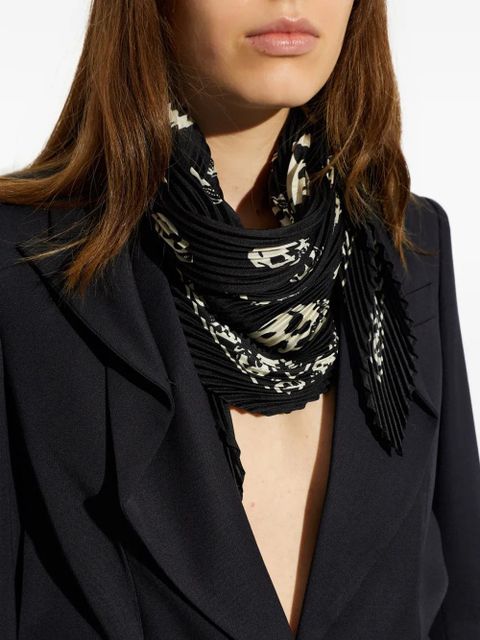 Alexander McQueen skull-print plissé scarf - Black