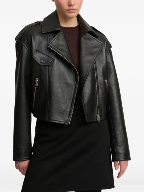 Yves Salomon lambskin biker jacket - Black