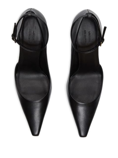 LouLou de Saison 85mm Carllas asymmetric ankle strap pumps - Black