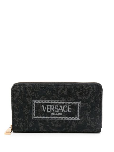 Versace embroidered-logo jacquard wallet - Black