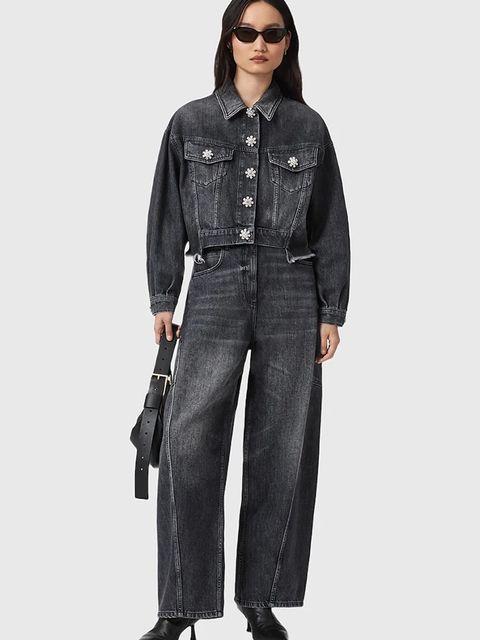 AllSaints kurtka jeansowa BETH kolor czarny przejściowa W033OD