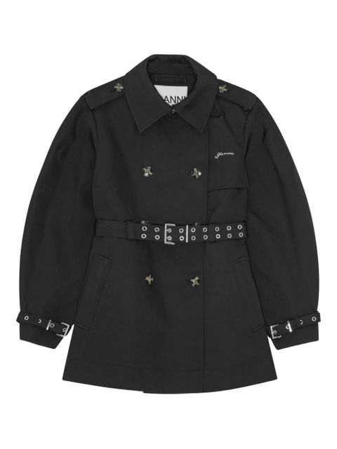 GANNI balloon-sleeve trench coat - Black - zdjęcie produktu nr 1