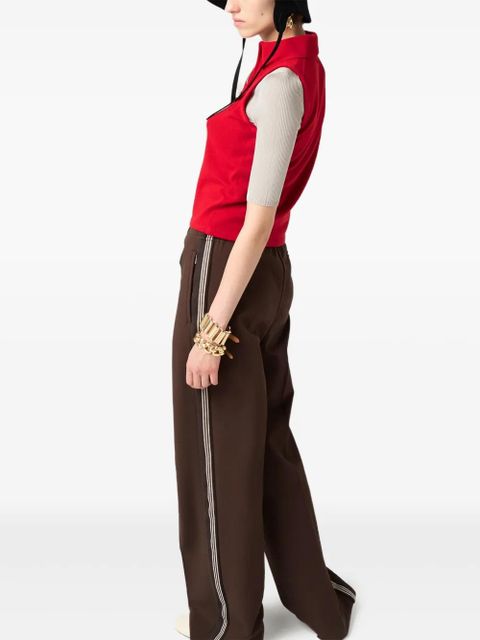 Miu Miu ribbed-collar zip-front sleeveless vest - Red - zdjęcie produktu nr 2