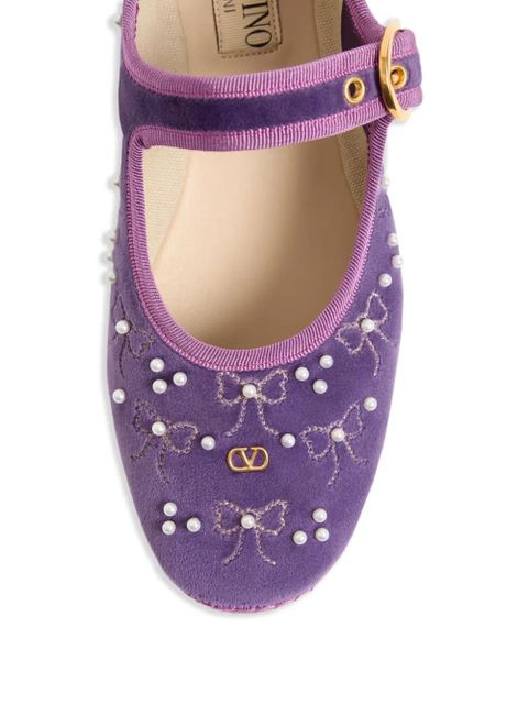 Valentino Garavani Endouce velvet Mary-Jane ballet flats - Purple