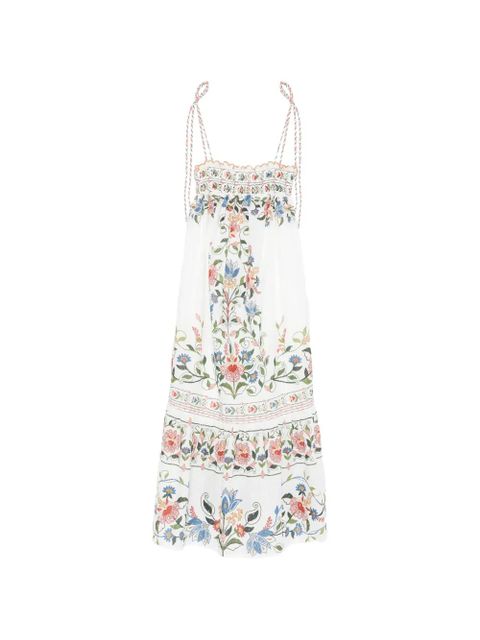 FARM Rio Stiched Garden floral-embroidered tiered midi dress - Neutrals - zdjęcie produktu nr 1