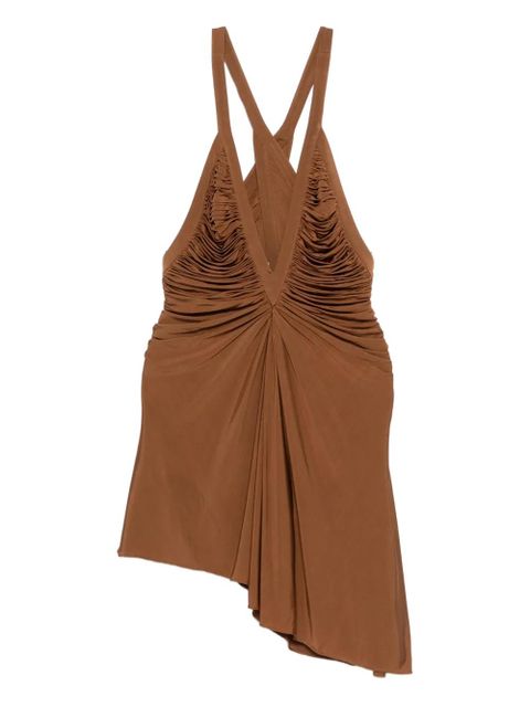 Christopher Esber ruched V-neck mini dress - Brown - zdjęcie produktu nr 1