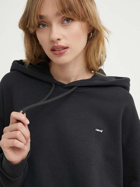 Levi's bluza damska kolor czarny z kapturem gładka A5943