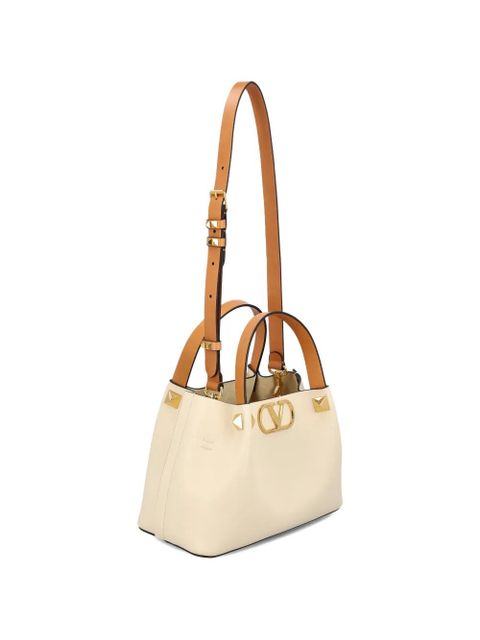 Valentino Garavani stud logo-plaque shoulder bag - Neutrals