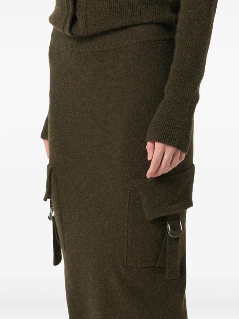 Blumarine cargo-pockets knitted midi skirt - Brown
