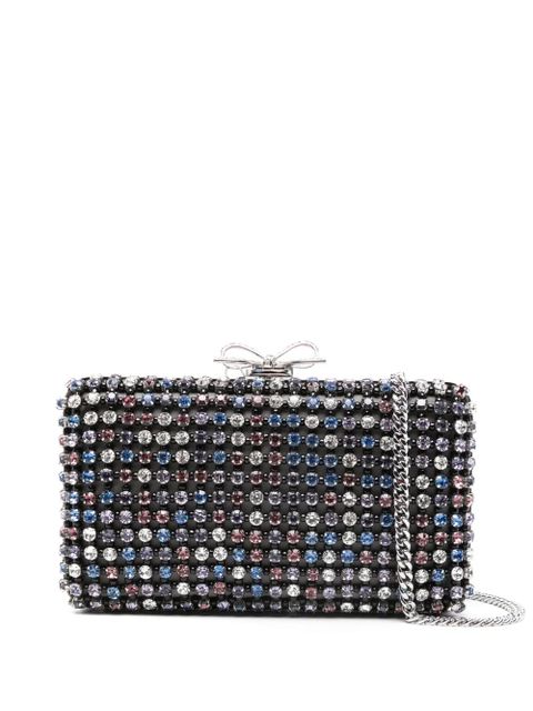 Self-Portrait chainmail crystal-embellished mini clutch bag - Black - zdjęcie produktu nr 1