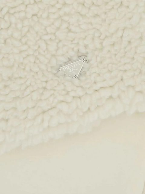 Prada teddy logo-plaque scarf - White