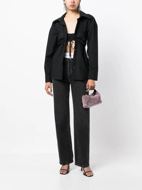 Alexander Wang ruched-detail cotton shirt - Black - zdjęcie produktu nr 2