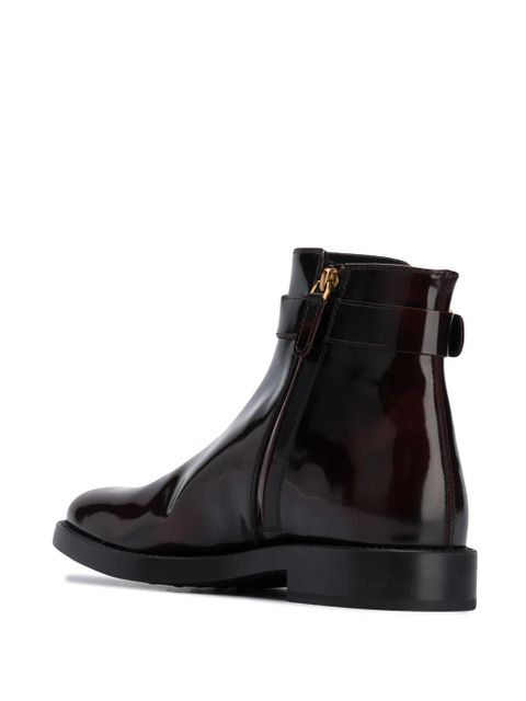 Tod's T logo plaque leather boots - Red