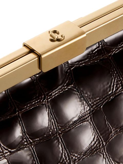 Jimmy Choo Ganache crocodile-effect chain clutch bag - Brown