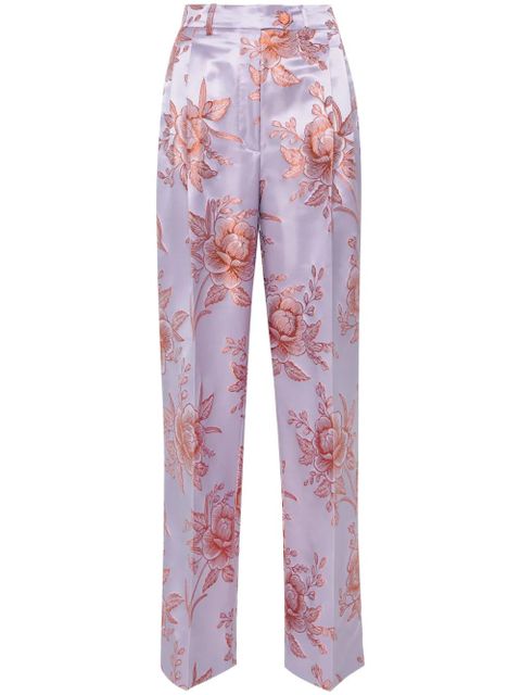 ETRO floral-jacquard satin trousers - Purple - zdjęcie produktu nr 1