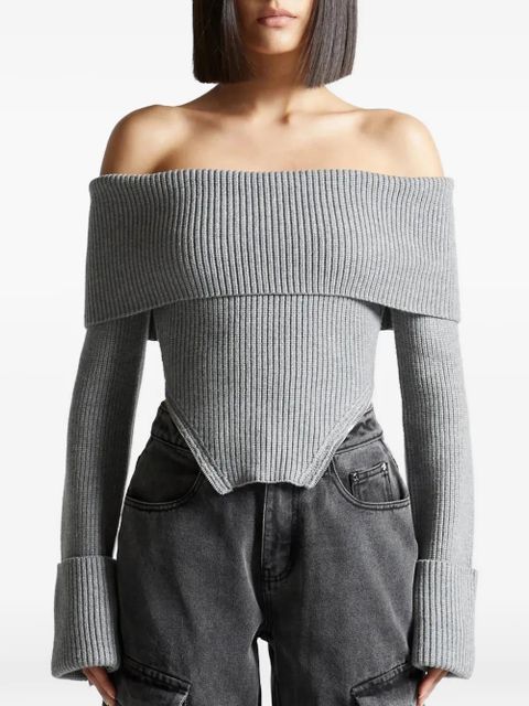 Manière De Voir bardot-neckline sweater - Grey - zdjęcie produktu nr 2