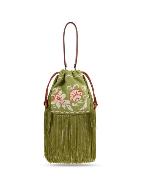 ETRO Small Kalispera embroidery fringes bucket bag - Green - zdjęcie produktu nr 1