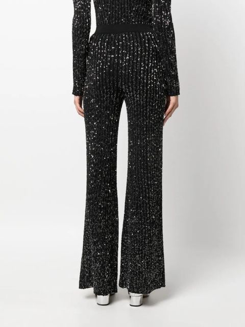 Missoni sequin-embellished ribbed-knit trousers - Black